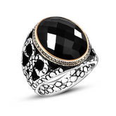 Silver Black Zircon Stone Men's Ring